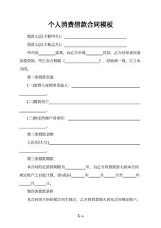 个人消费借款合同模板