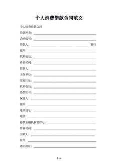 个人消费借款合同范文