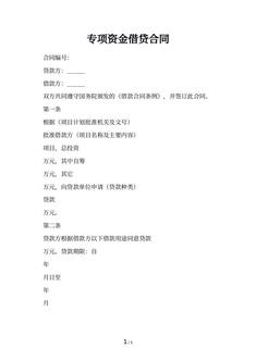 专项资金借贷合同