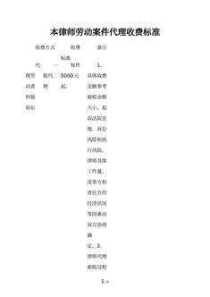 本律师劳动案件代理收费标准