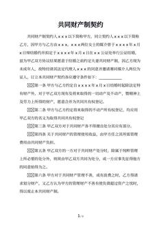 共同财产制契约