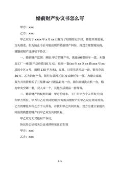 婚前财产协议书怎么写