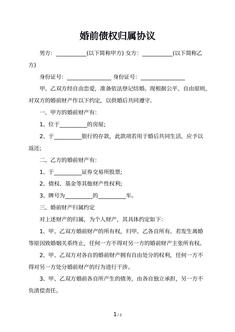 婚前债权归属协议