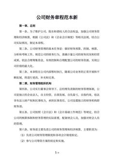 公司财务章程范本新