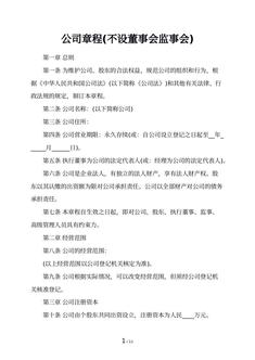 公司章程(不设董事会监事会)