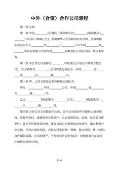 中外（合资）合作公司章程