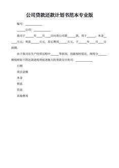 公司贷款还款计划书范本专业版